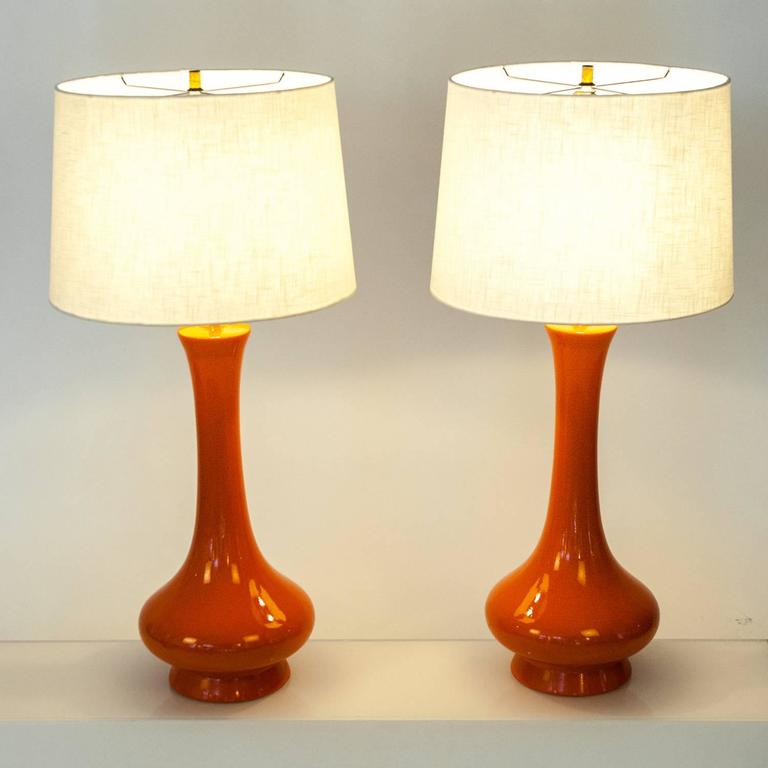 Vintage Orange Ceramic Lamps at 1stDibs | tall orange lamp, orange