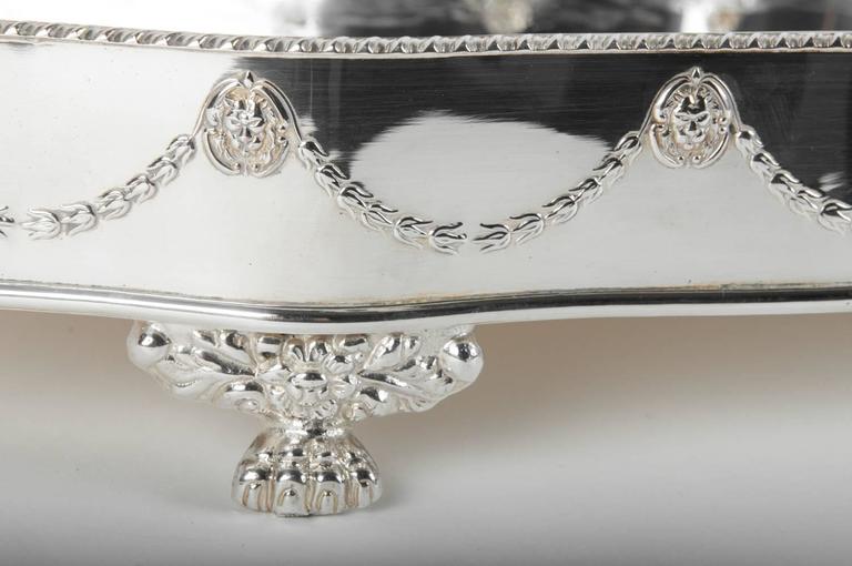 Large Vintage English Sheffield Footed Barware Tray For Sale at 1stDibs