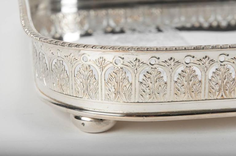 Large Vintage English Sheffield Plated Footed Serving or Barware Tray