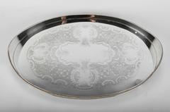 Vintage English Sheffield Silver Plated Oval Serving/Barware Tray