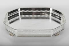 Vintage English Sheffield Plated Footed Mirrored Tray