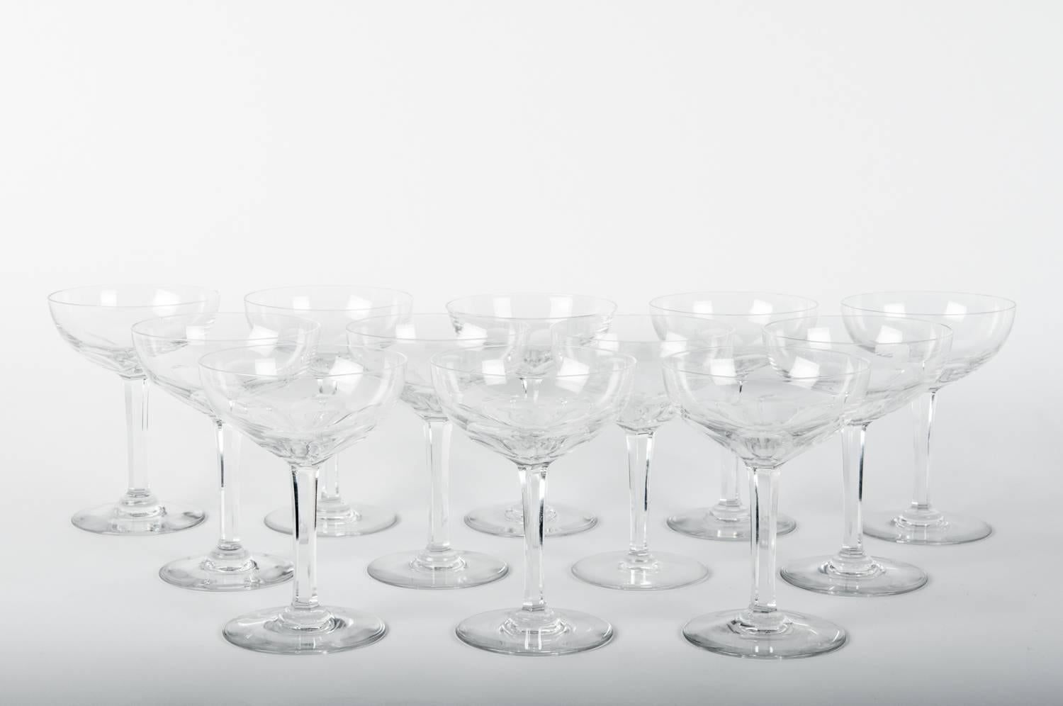 Vintage Baccarat Two Set of 12 Crystal Champagne Coupes 2