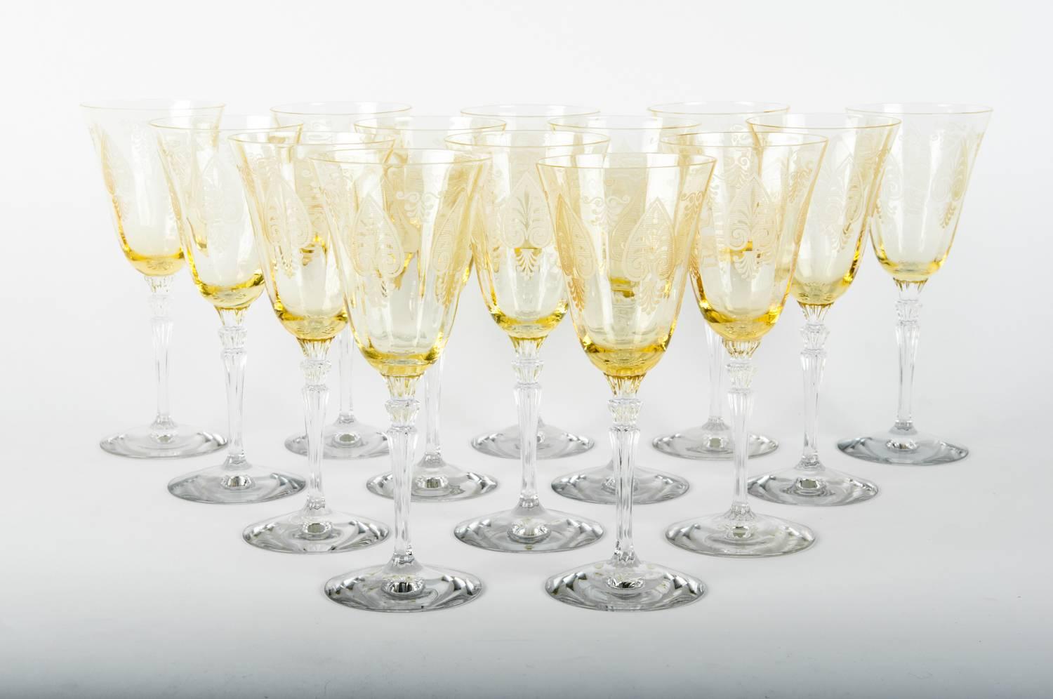 yellow crystal glasses