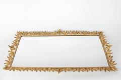 Large Vintage Gilded Brass Deco Vanity Mirrored Tray