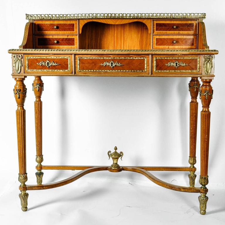 Antique French Louis Xv Style Satinwood Writing Desk For Sale At