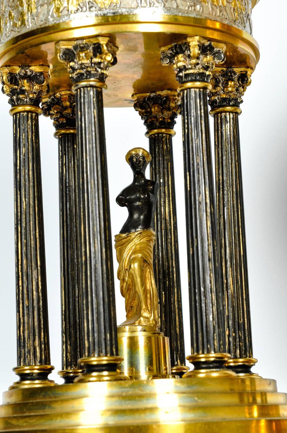 Pair of Antique French Bronze Greek Dome with Goddess In Excellent Condition In Tarry Town, NY