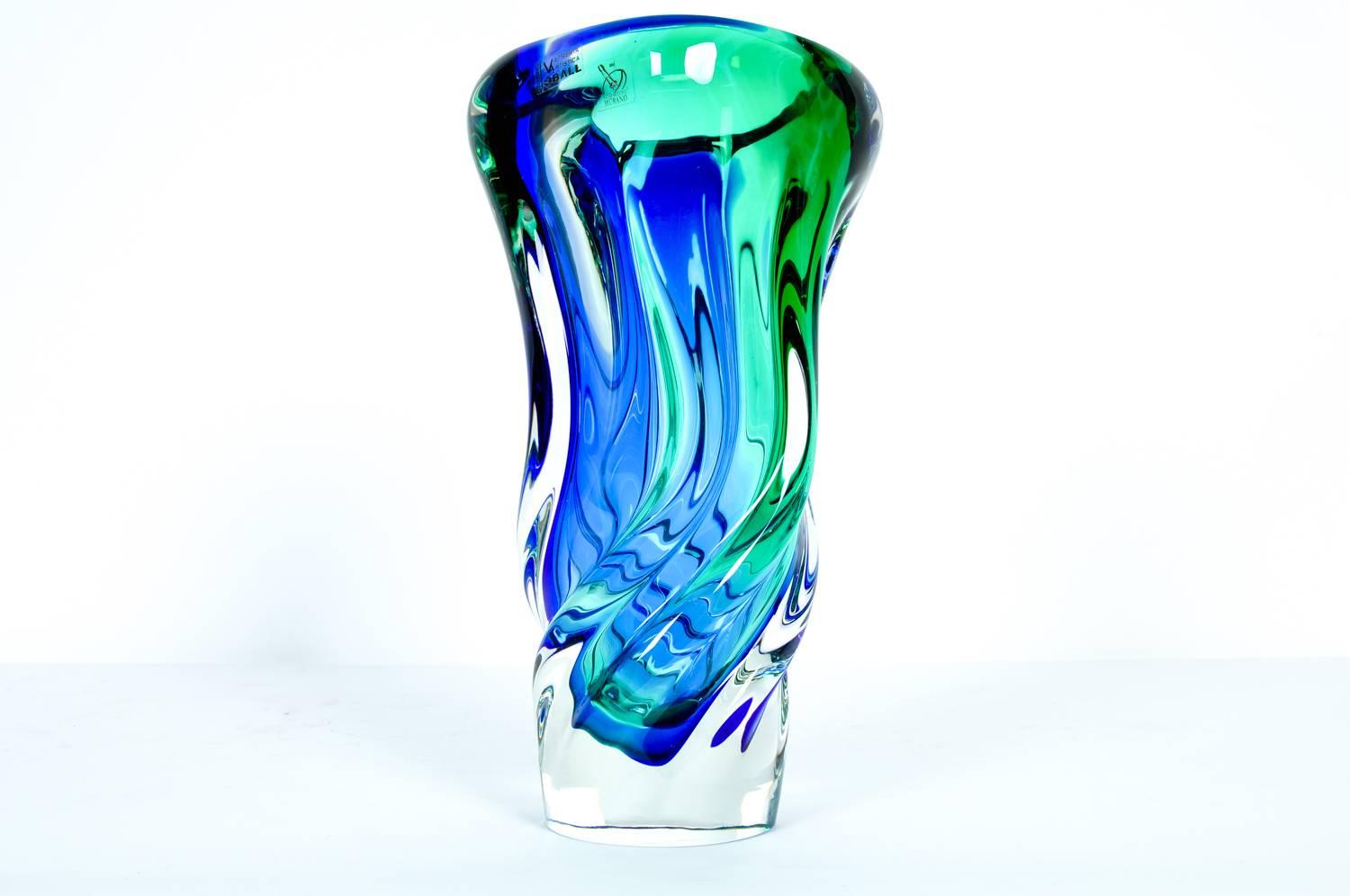 Late 20th Century Tall Mid-Century Modern Murano Glass Vase / Piece