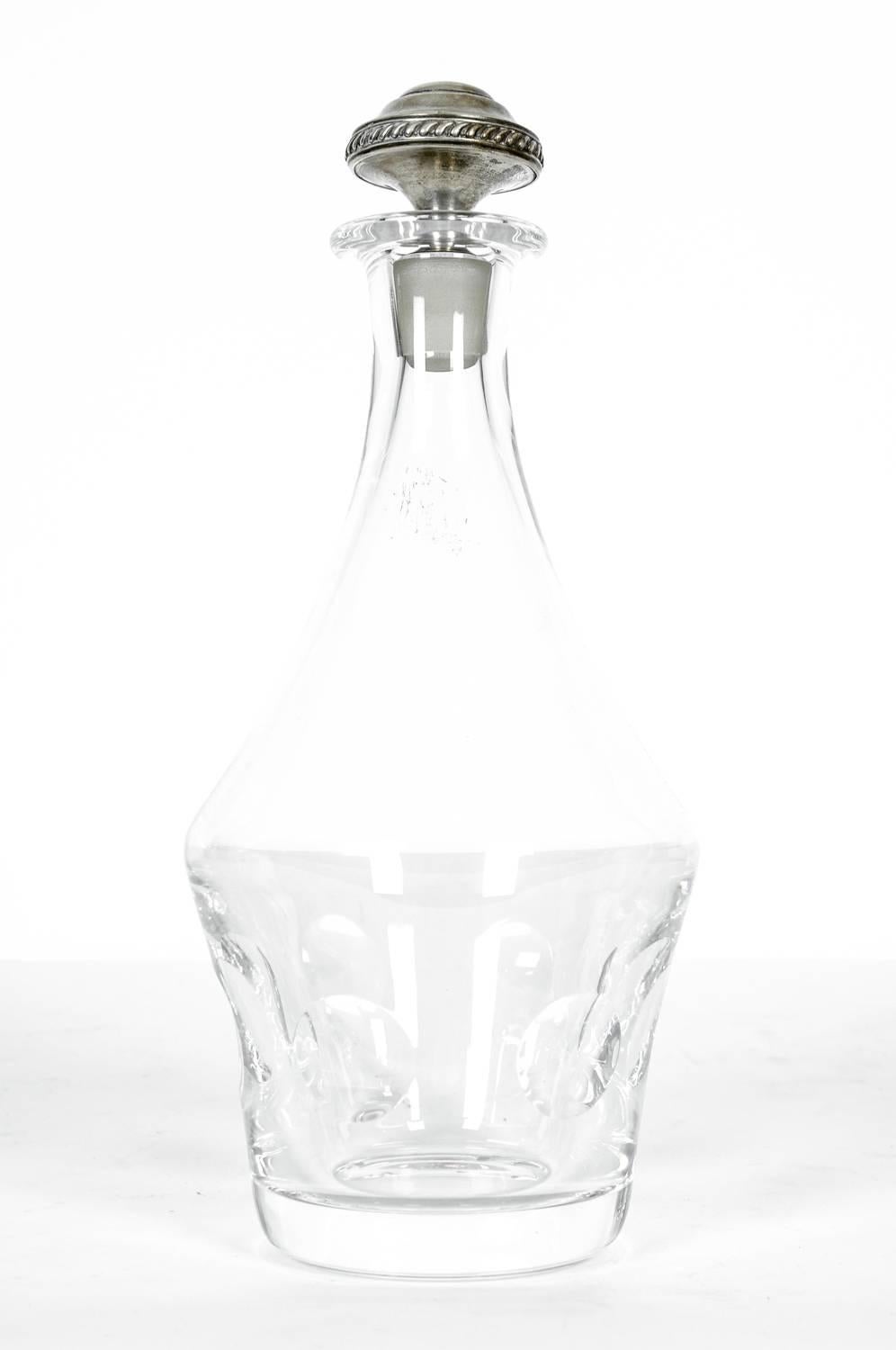 French Saint Louis Crystal Decanter with Sterling Silver Topper