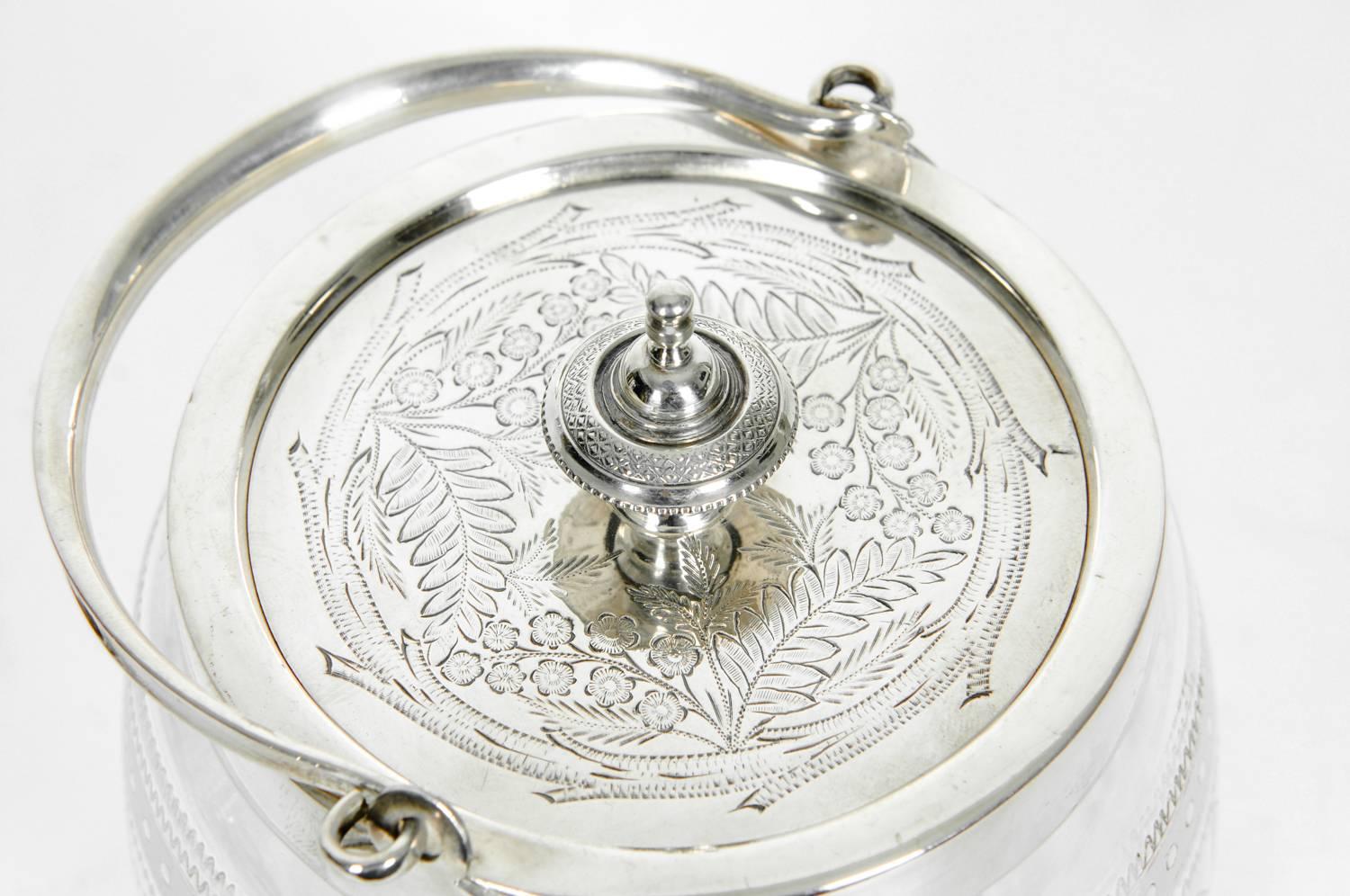 Late 19th Century Old English Silver Plate Covered Cut Glass Ice Bucket