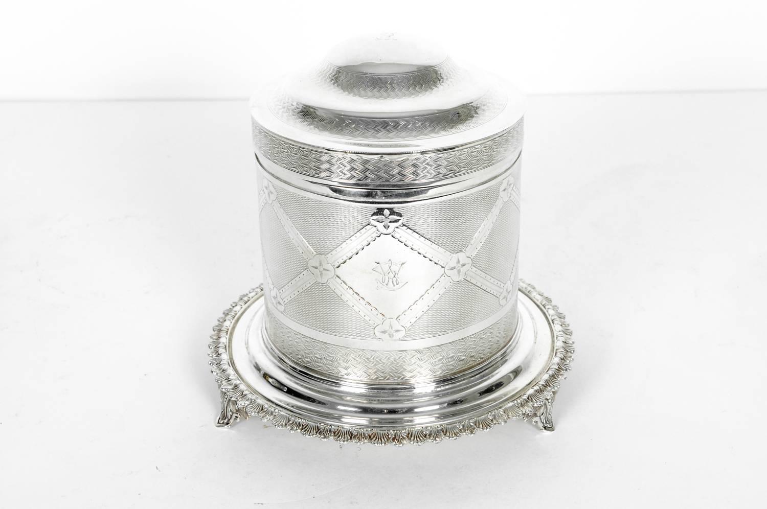 Great Britain (UK) Old English Silver Plate Biscuit Box / Tea Caddy