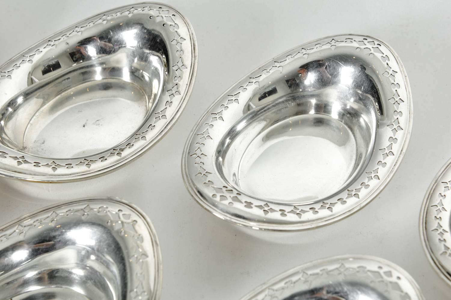 North American Antique Sterling Silver Tiffany Nut Dish, Set of Ten