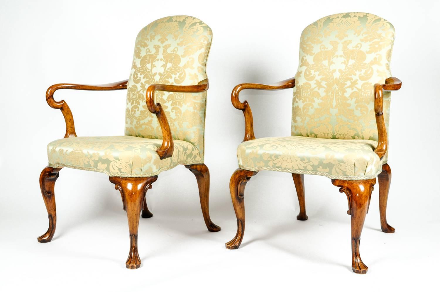 Early 19th Century Antique Pair of English Side Armchairs