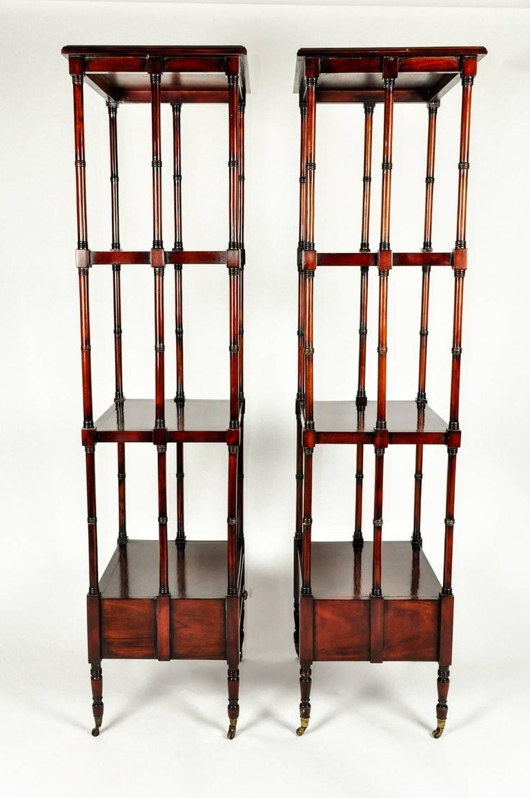 Vintage Pair of Solid Mahogany Wood Display Etageres / Shelves . For