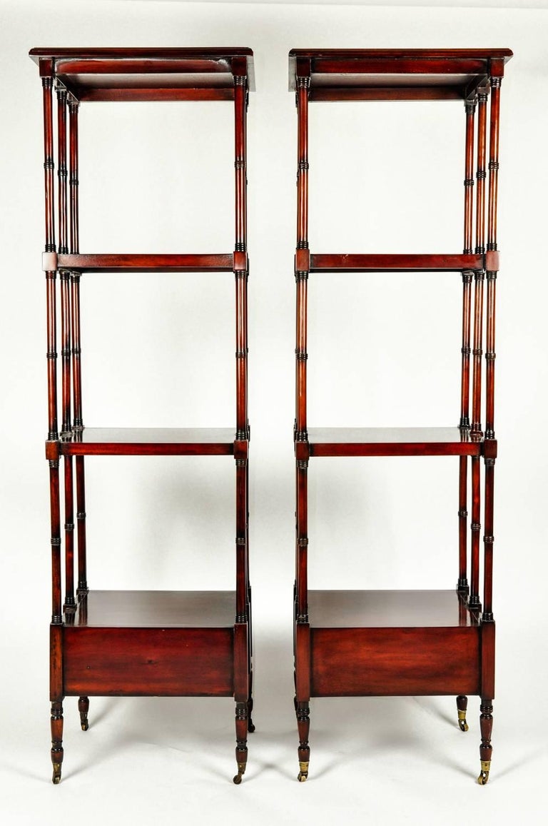 Vintage Pair of Solid Mahogany Wood Display Etageres / Shelves . For