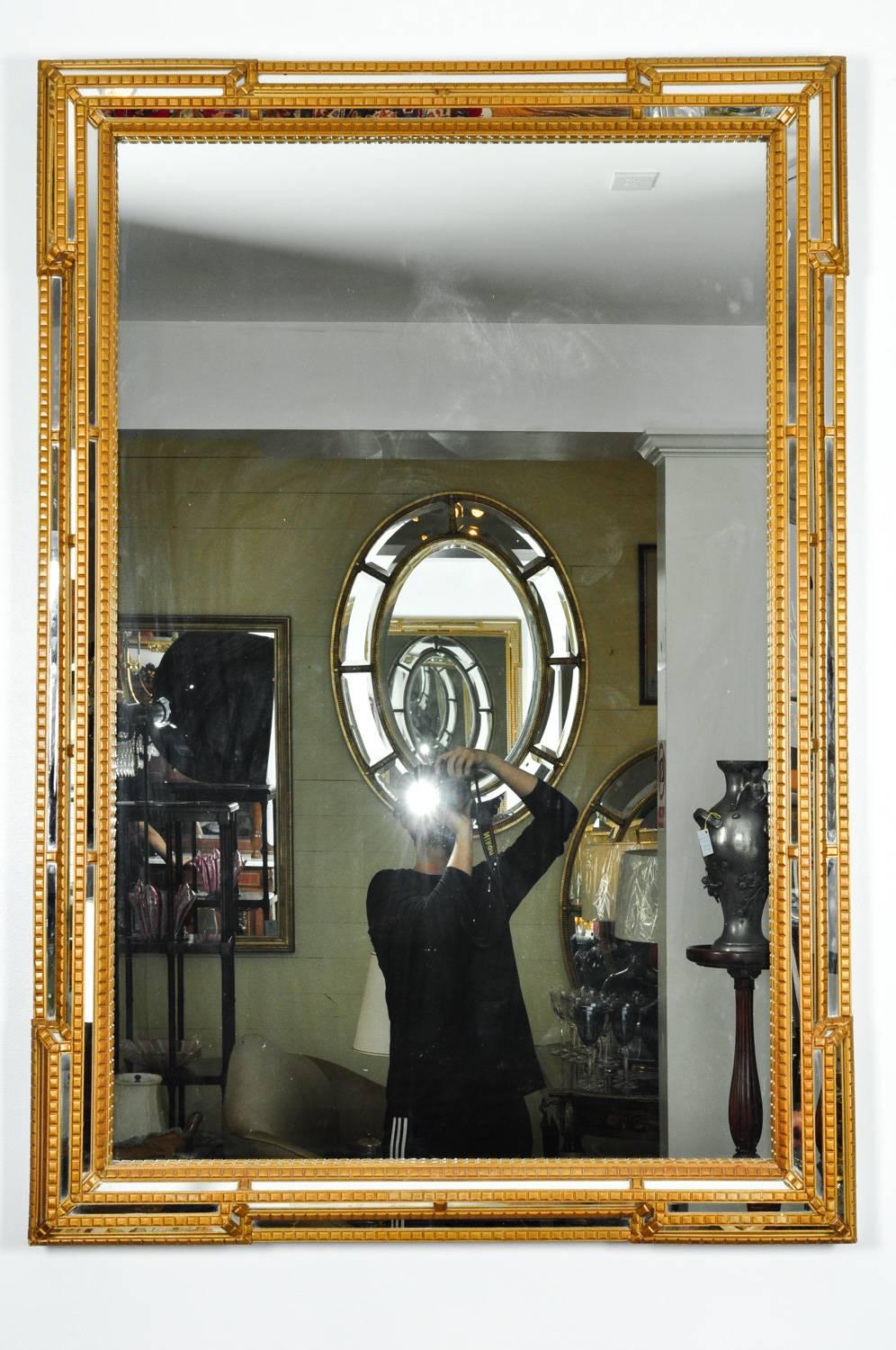 Giltwood Frame Beveled Mantel Hanging Wall Mirror 1