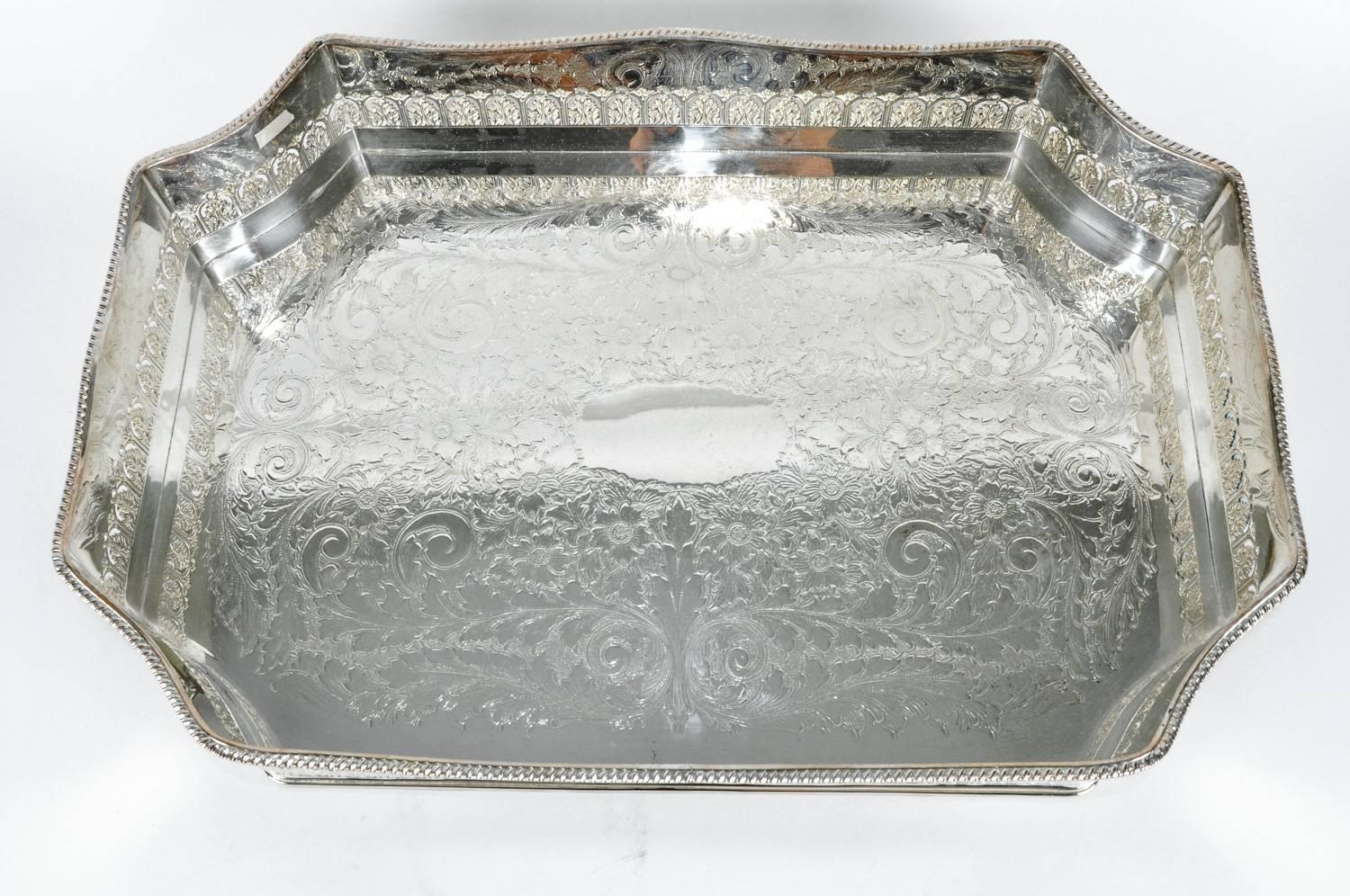 Large English Silver Plate Barware or Serving Tray 2