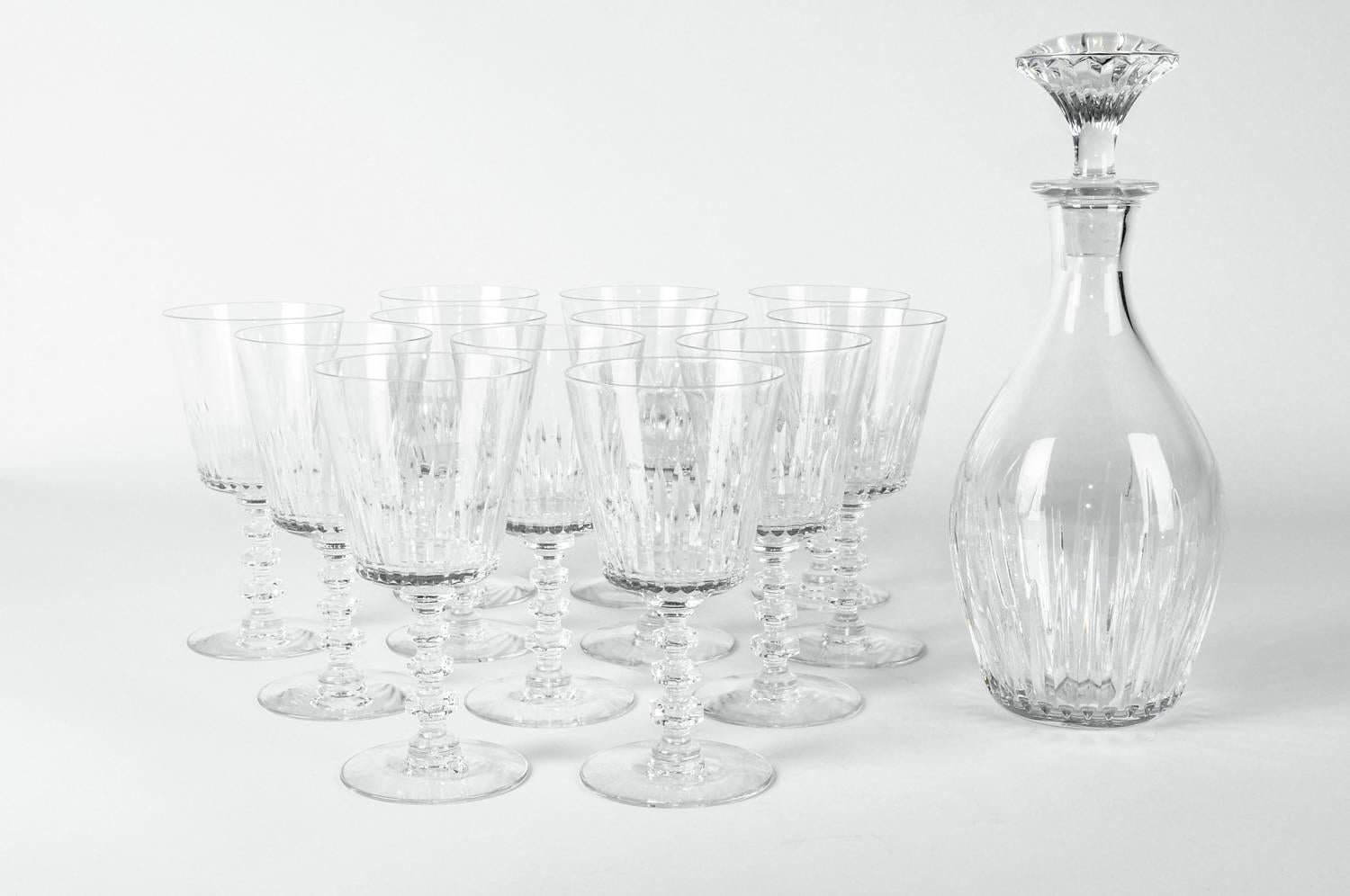 Vintage Baccarat Crystal 13 Pieces Decanter Set In Excellent Condition In Tarry Town, NY