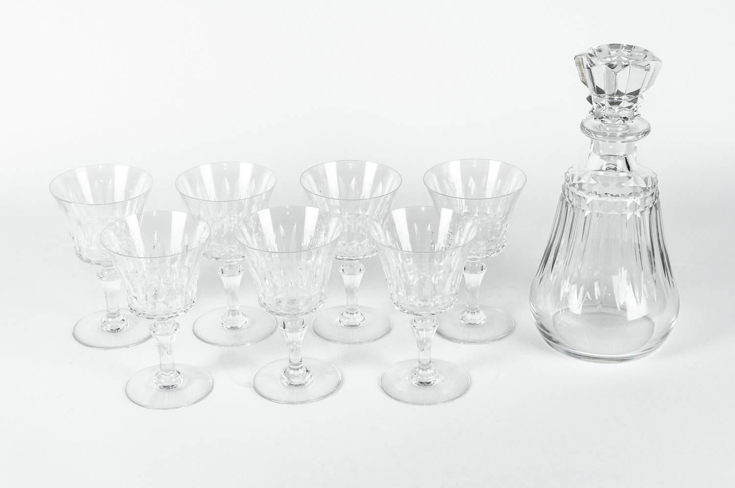 Vintage Baccarat Crystal Eight Pieces Decanter Set 1