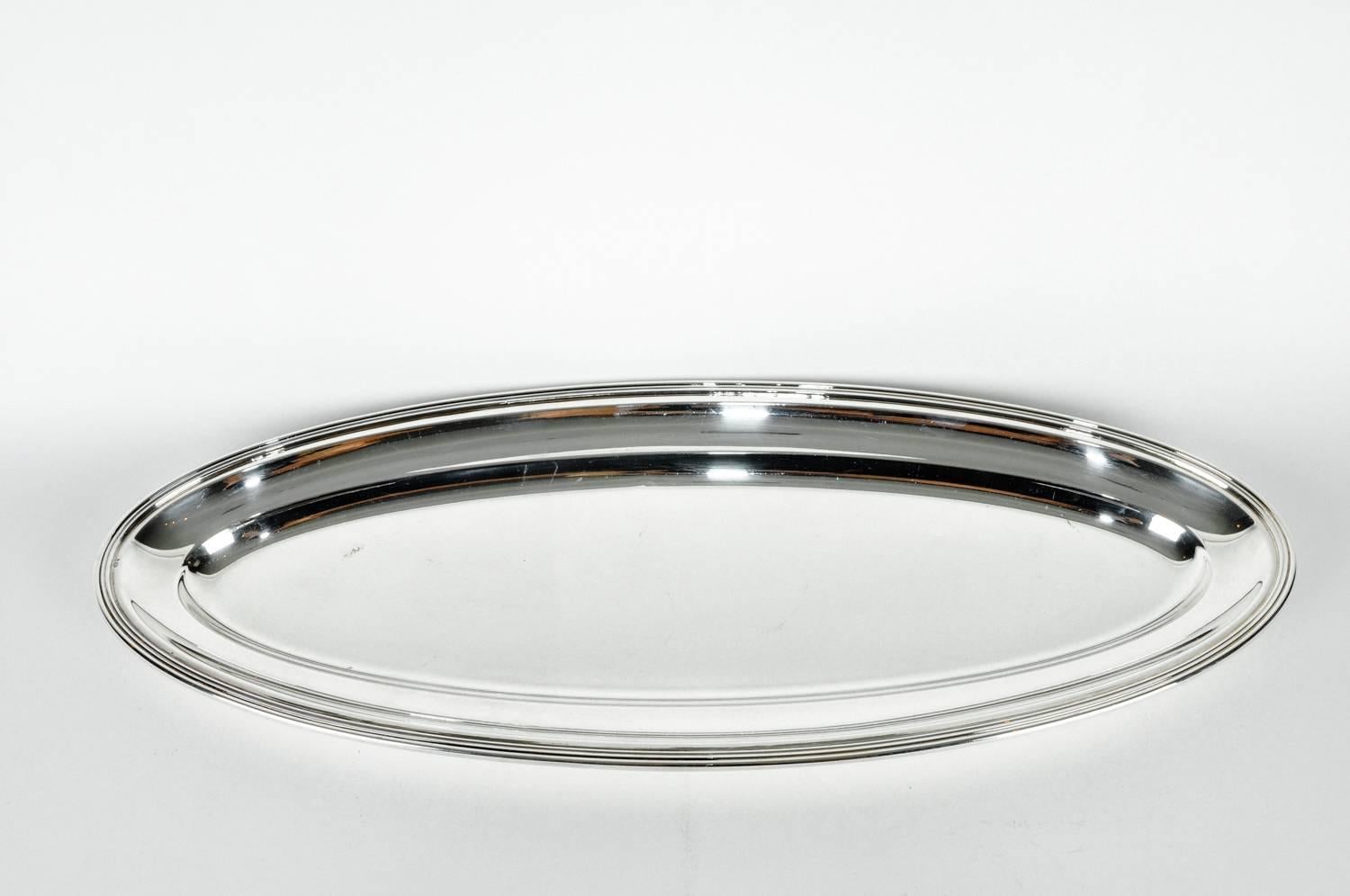 Vintage Oval Silver Plated Art Deco Style Barware or Serving Tray 1