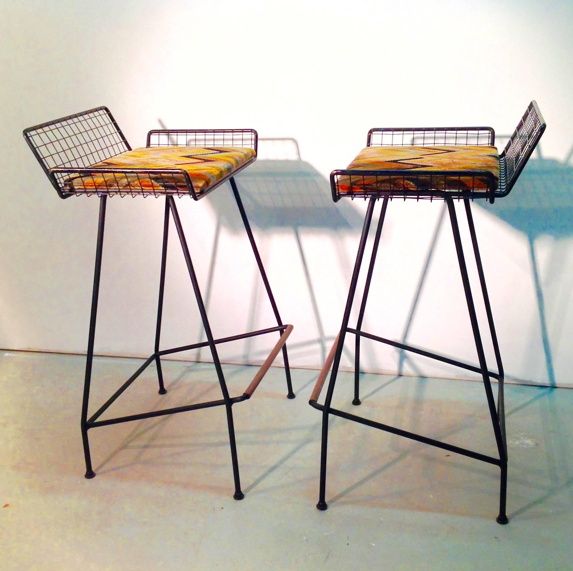 American Rare Pair of Tony Paul Bar Stools, 1950s