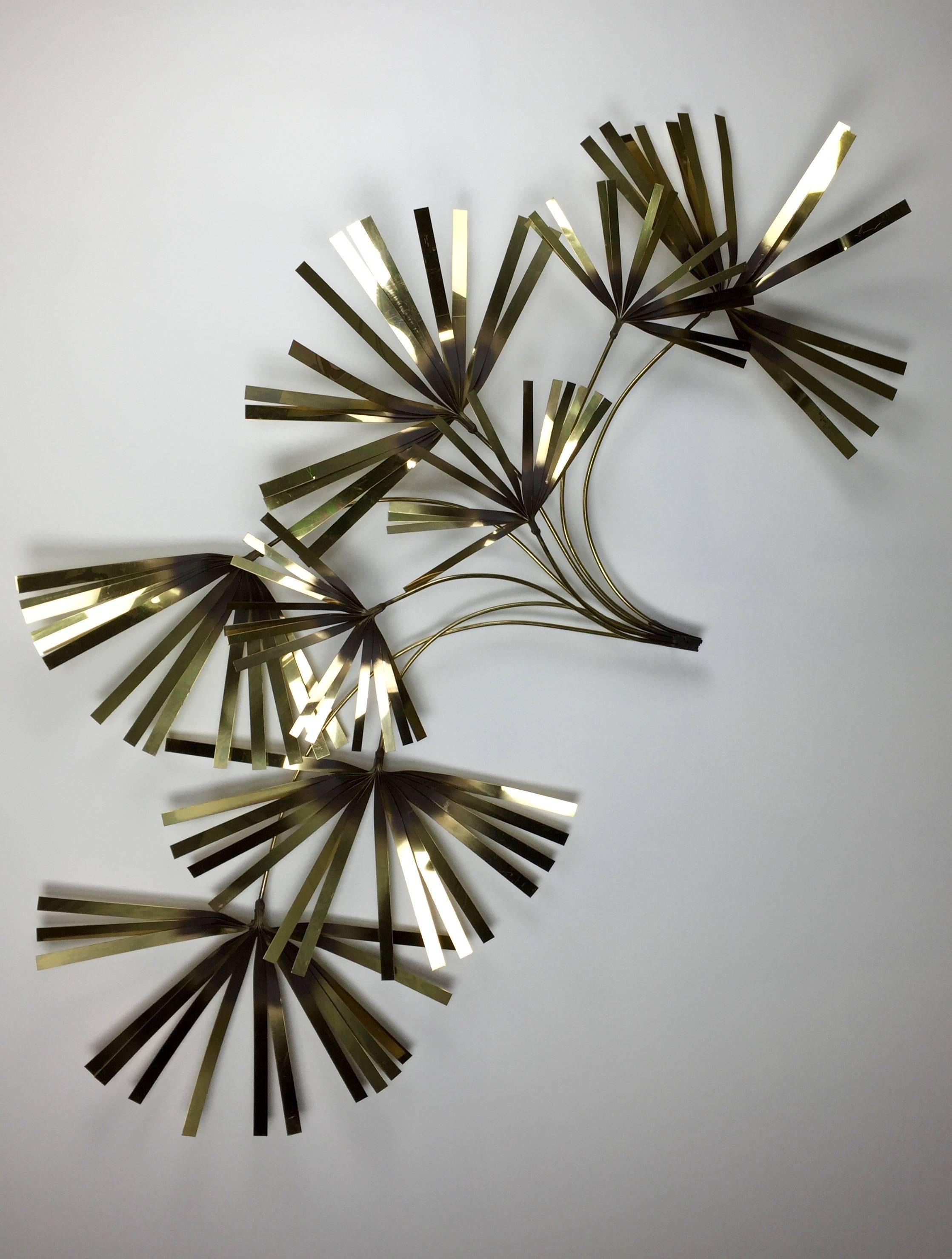 Mid-Century Modern Huge Brass Curtis Jere Palm Fronds