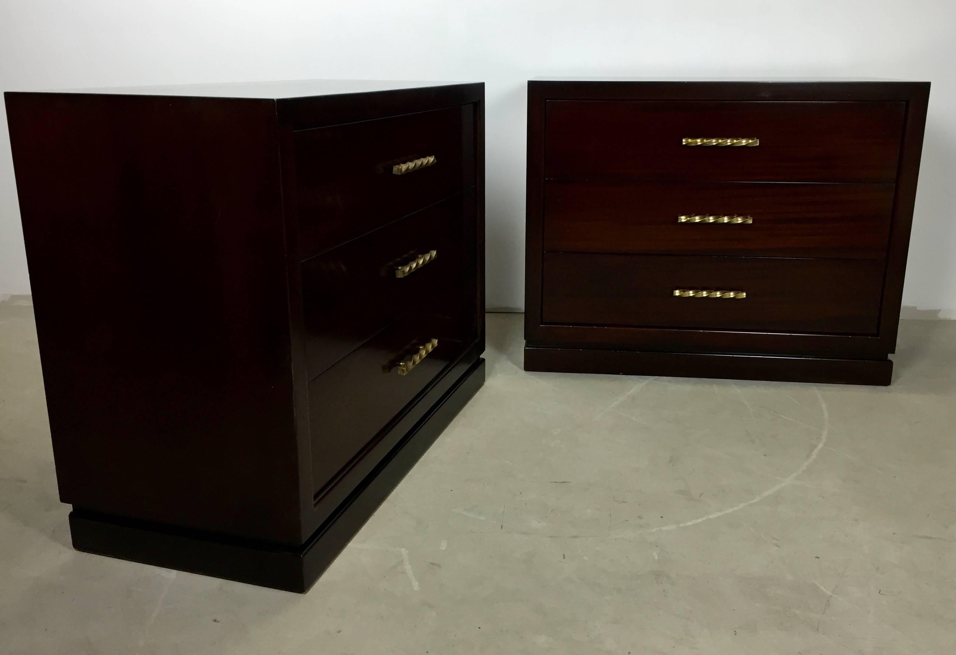 Mid-Century Modern Pair of Custom-Made 1950s Mahogany Chests