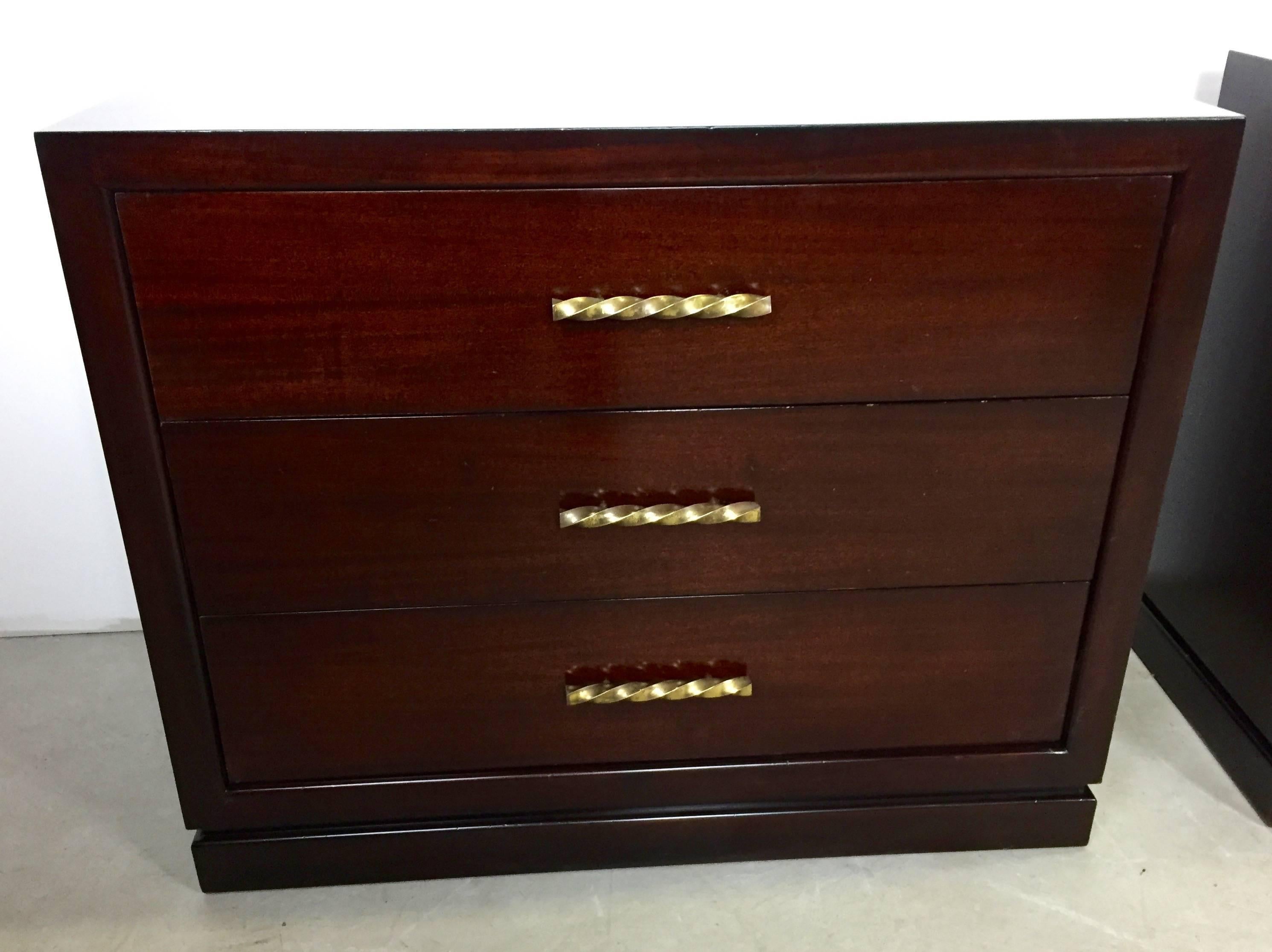 Pair of Custom-Made 1950s Mahogany Chests In Good Condition In Asbury Park, NJ