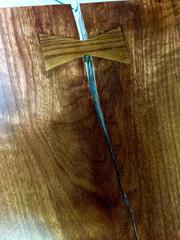 1950s Hairpin Desk with Floating Drawer and Custom Free Edge Walnut Top