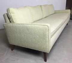 Mid-Century Celery Wool Boucle and Walnut Sofa and Chair Set
