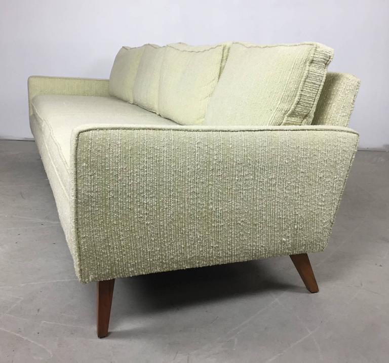 Mid Century Celery Wool Boucle And Walnut Sofa And Chair Set For Sale At 1stdibs