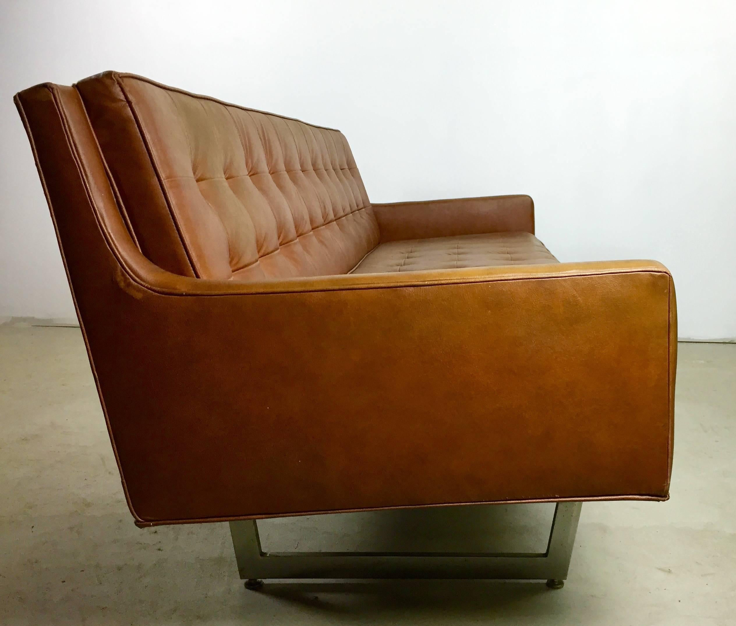 Cinnamon Brown Patrician Sled Base Sofa at 1stDibs cinnamon sofa