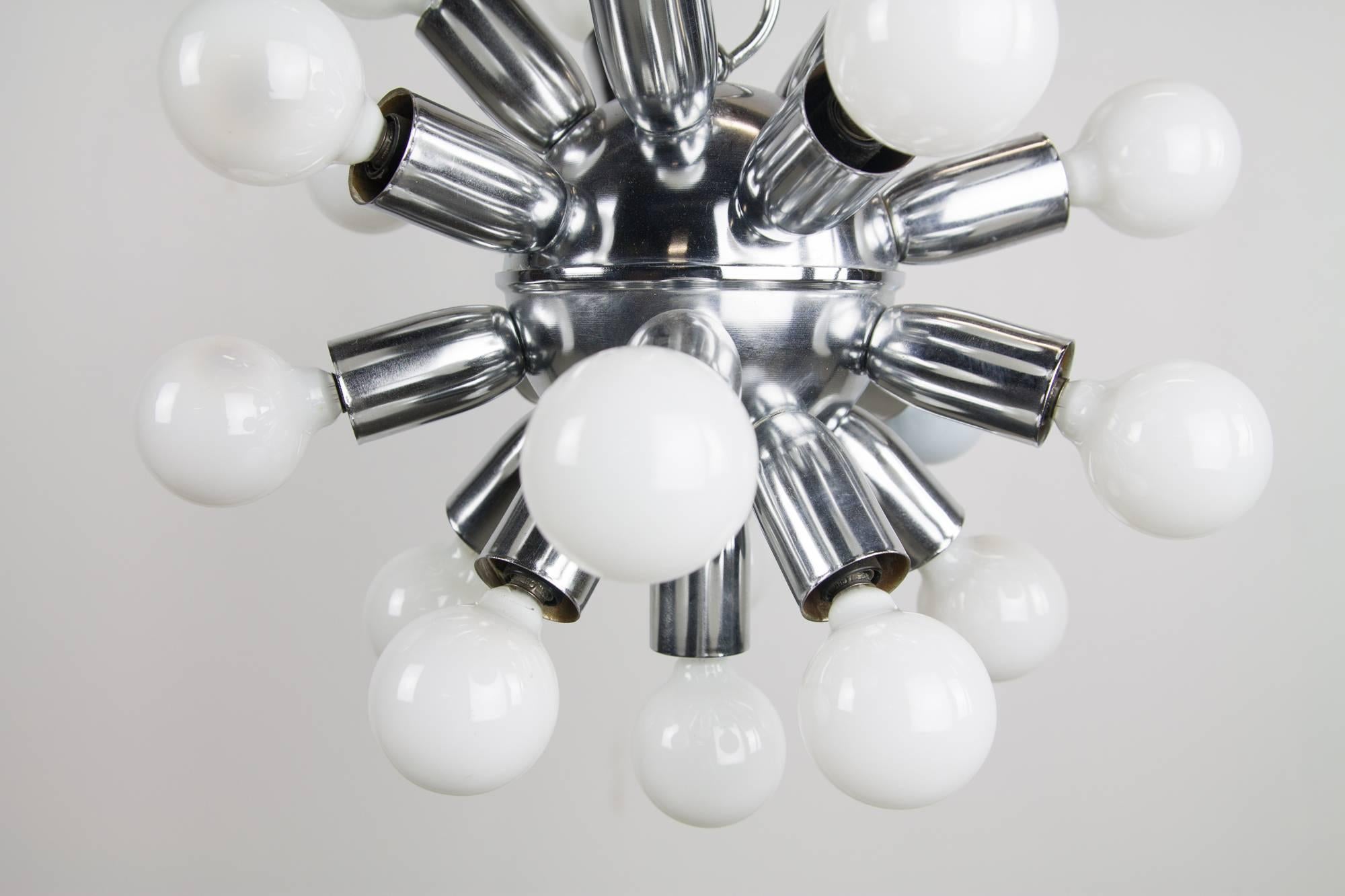 American 1970s Chrome Sputnik Chandelier For Sale