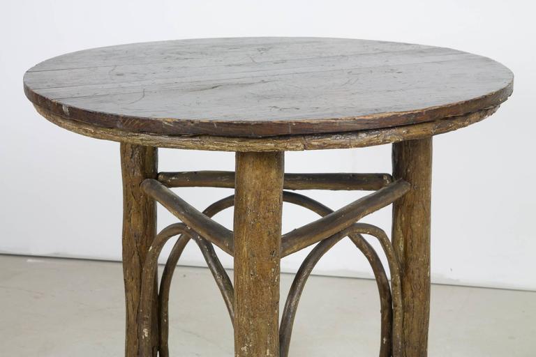 Old Hickory Three Legged Round Table At 1stdibs A Rustic High Table By Old Hickory With Three Legs Bent Twig Stretchers And