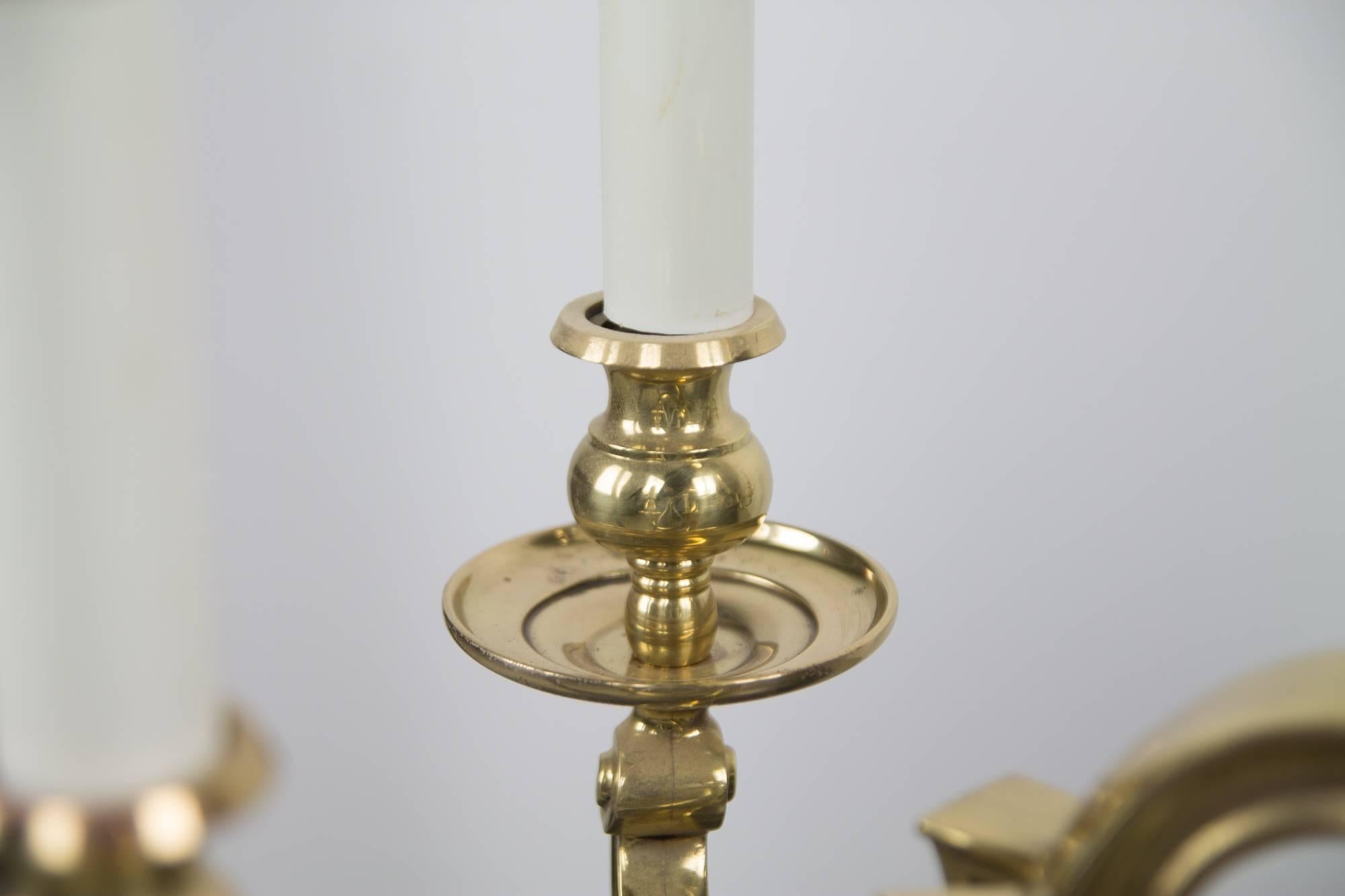 Eight-Light Solid Brass Chandelier by Chapman In Excellent Condition In Asbury Park, NJ