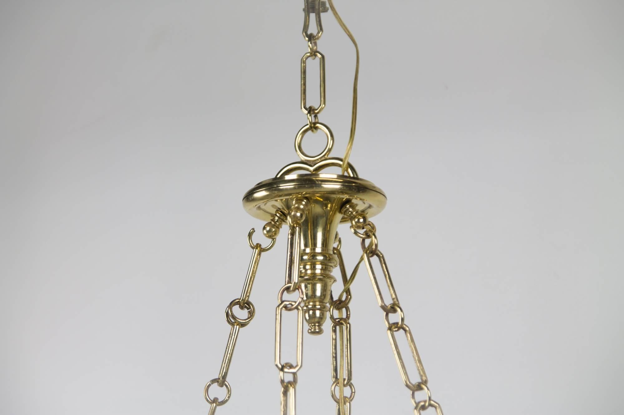 Late 20th Century Eight-Light Solid Brass Chandelier by Chapman