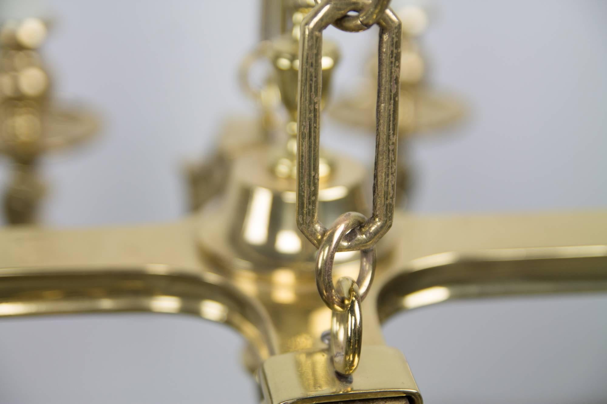 Eight-Light Solid Brass Chandelier by Chapman 1