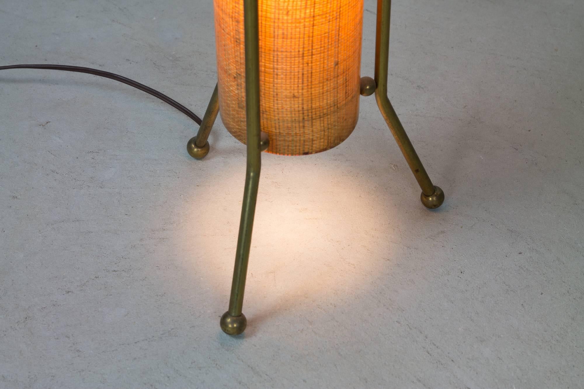 Two-Way Brass and Reed Table Lamp In Good Condition In Asbury Park, NJ