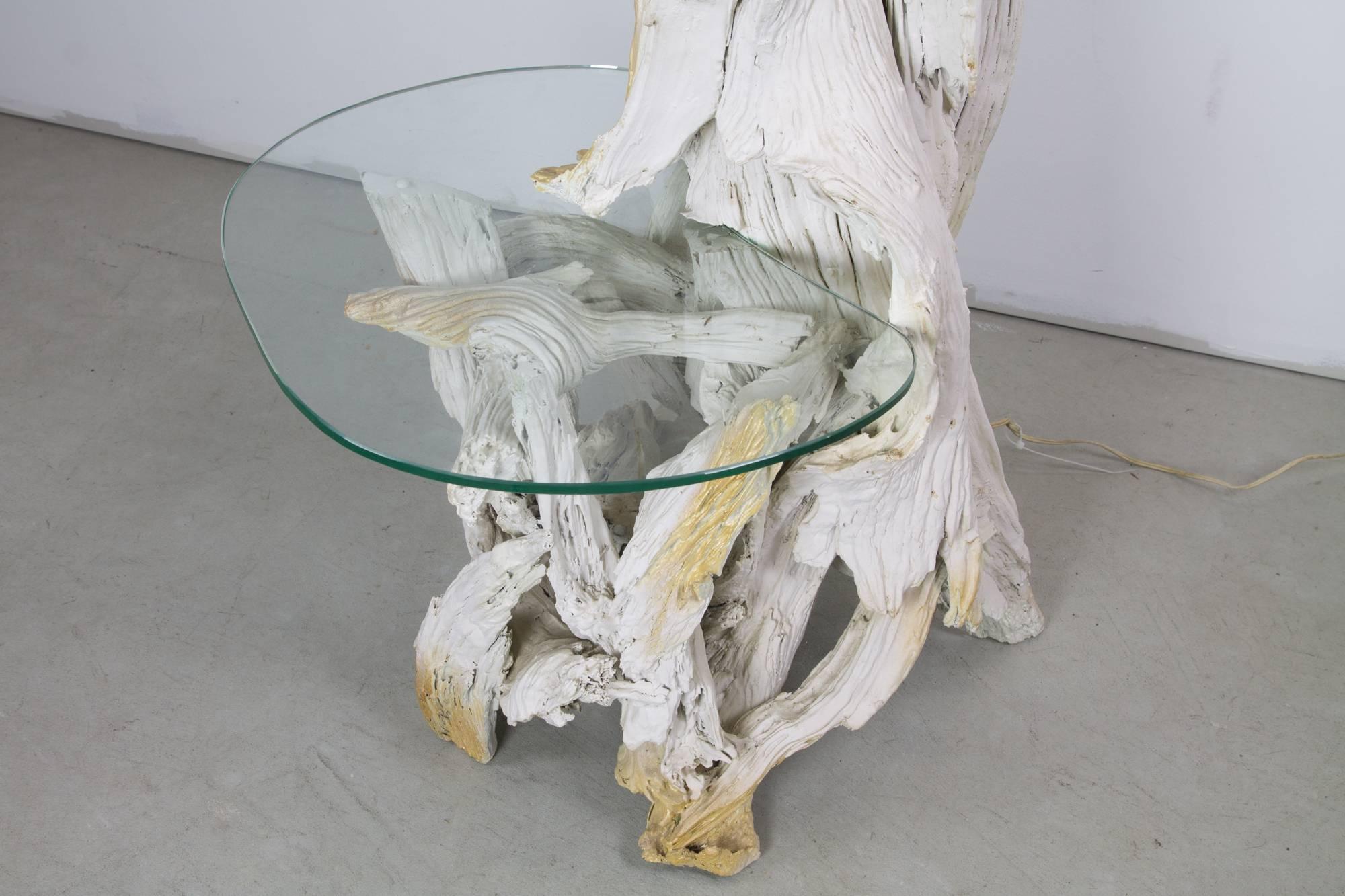 Monumental Driftwood Floor Lamp with Glass Table 2