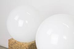 Pair of Cork Table Lamps with Opal Glass Globes by Lightolier