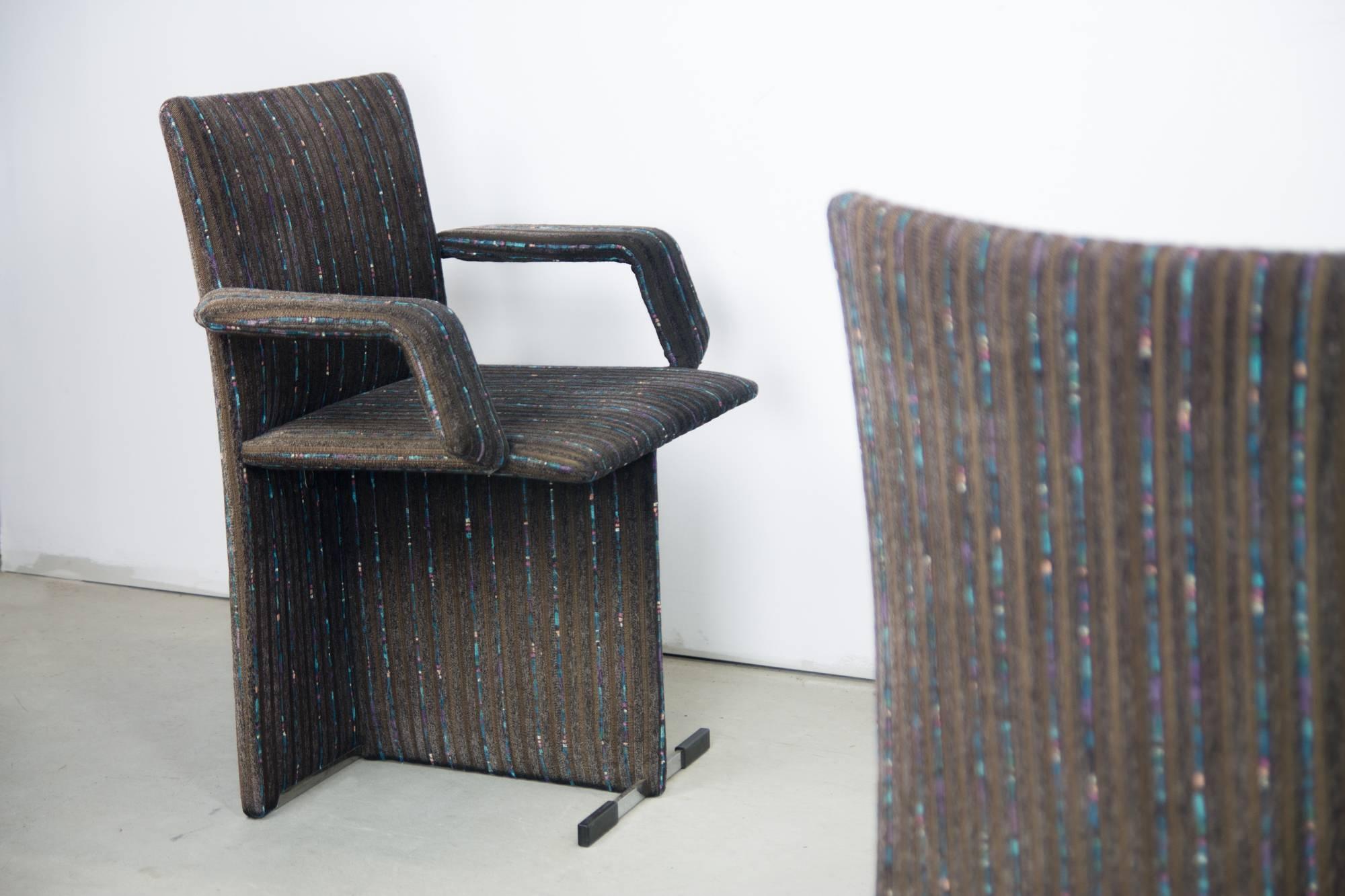 Italian Pair of Upholstered Chairs by Giovanni Offredi for Saporiti