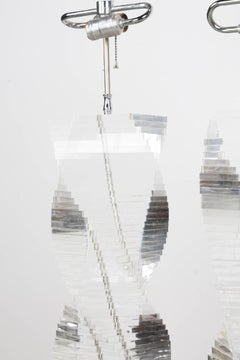 Pair of Stacked Lucite Helix Table Lamps
