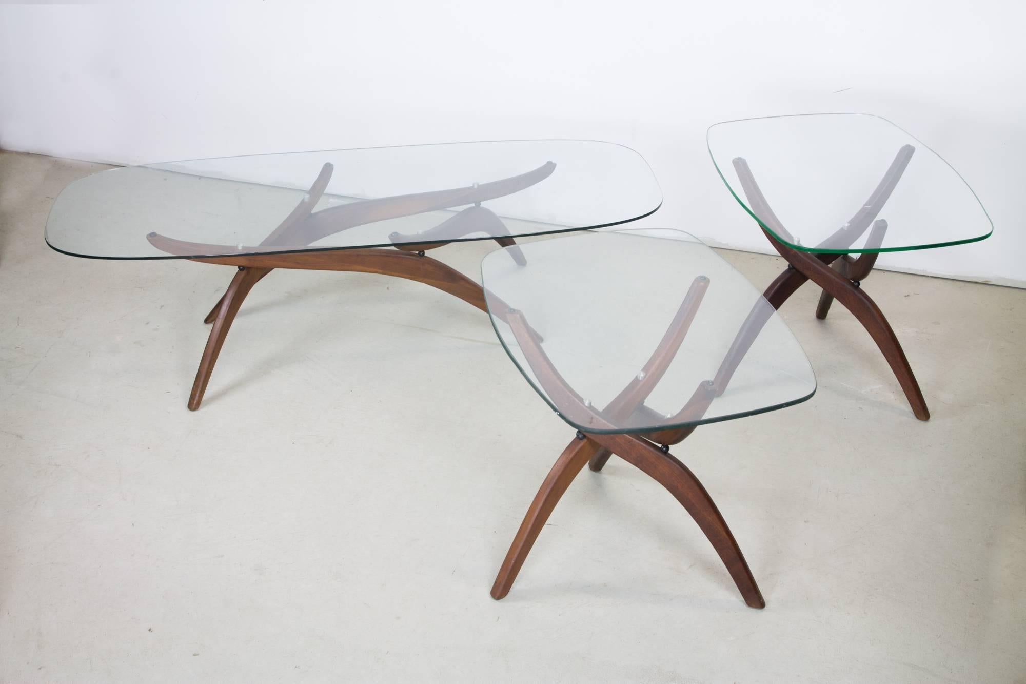 Mid-20th Century Cocktail Table and Side Tables by Forest Wilson