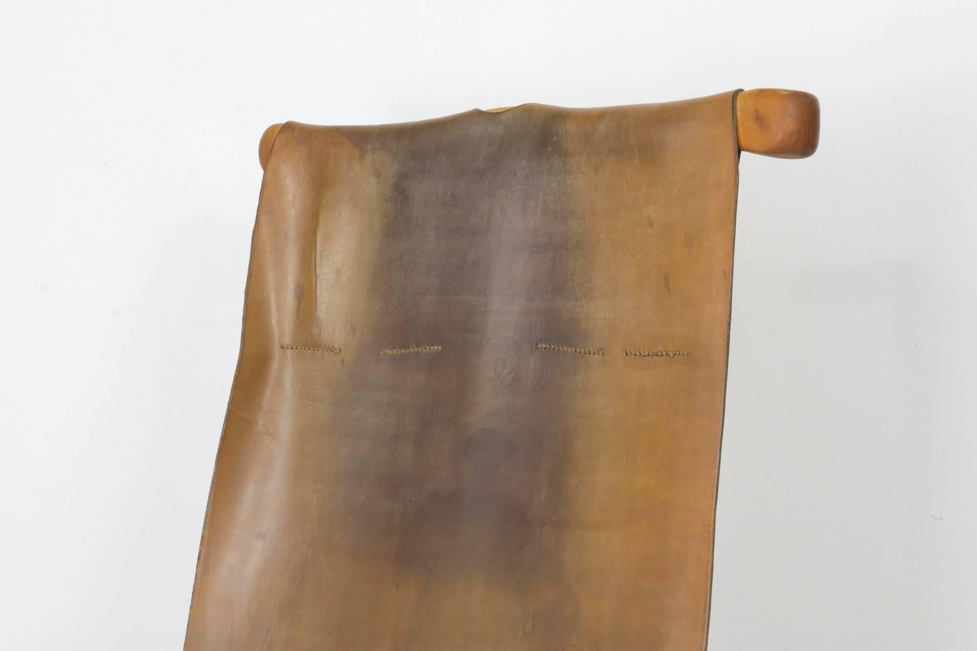 Mid-Century Modern Rare American Studio Craft Movement Leather Sling Lounge Chair