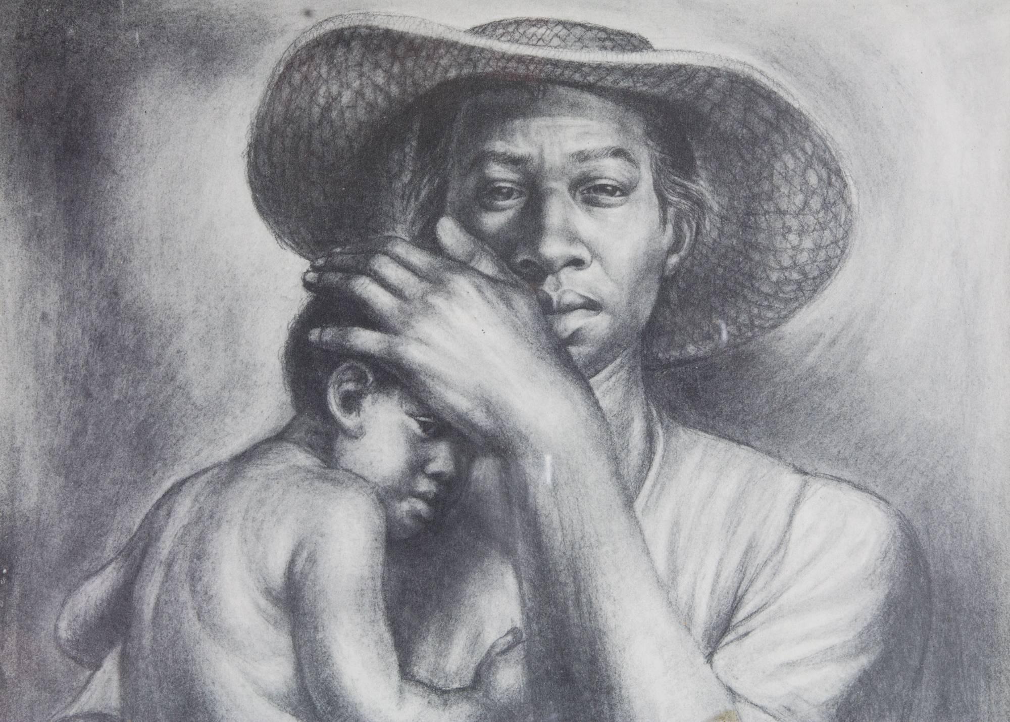 'The Mother' by Charles White as part of a collection of six lithographs published in 1953. Plate signed in lower right corner. 

Born in Chicago in 1918, Charles W. White is one of America's most renowned and recognized African-American and
