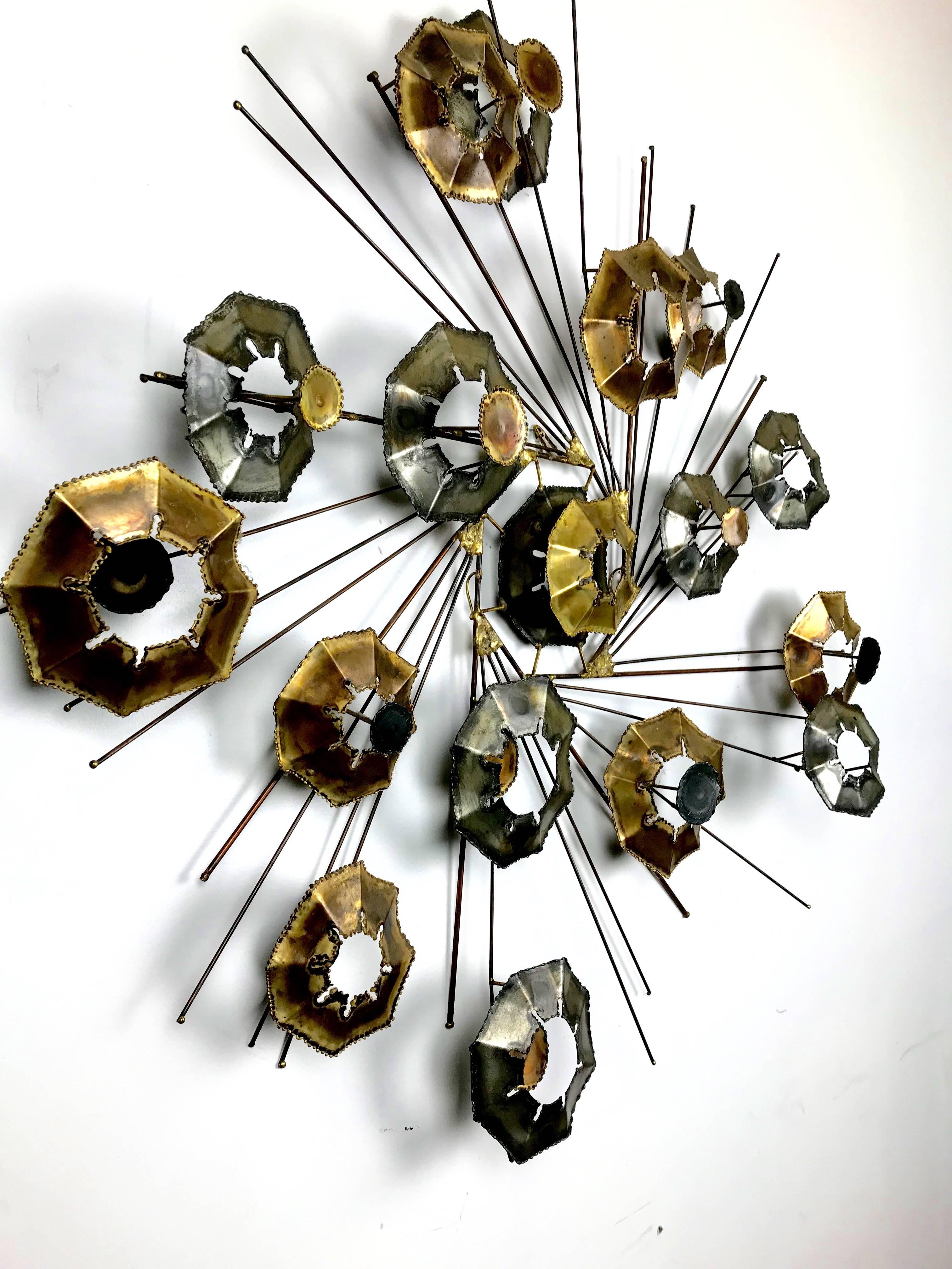 American Large Brutalist Mixed Metal Wall Sculpture