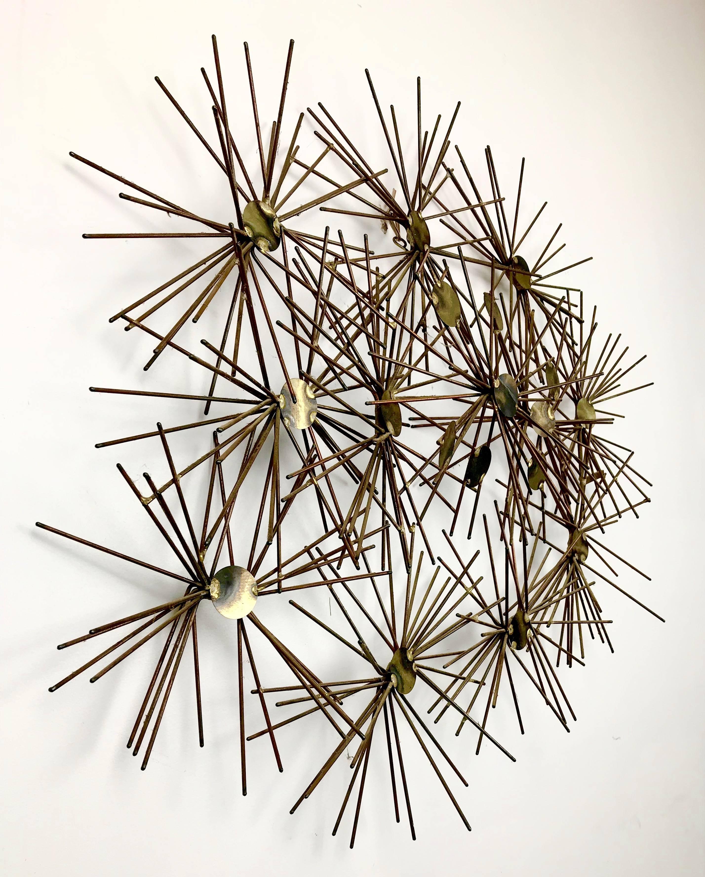 Welded Mixed Metal Wall Sculpture Signed Greenberg, 1968 For Sale