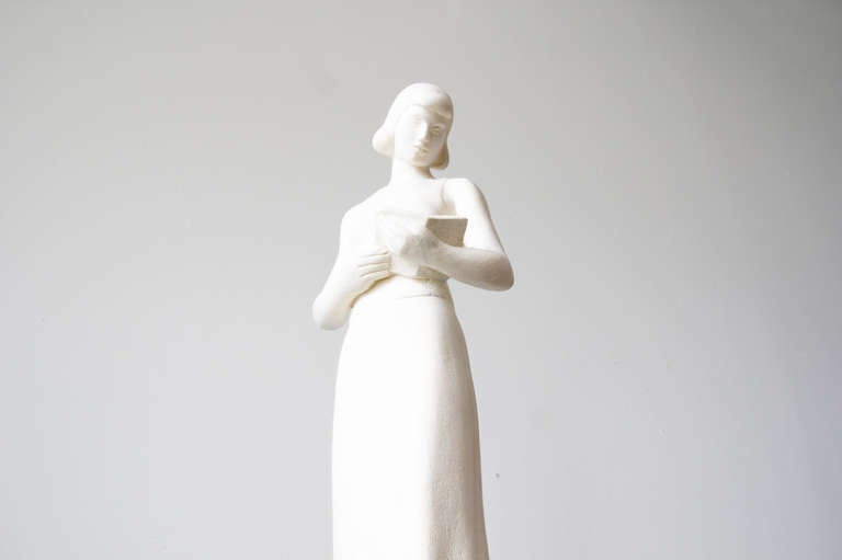 American Maurice Glickman Sculpture of Woman with Book