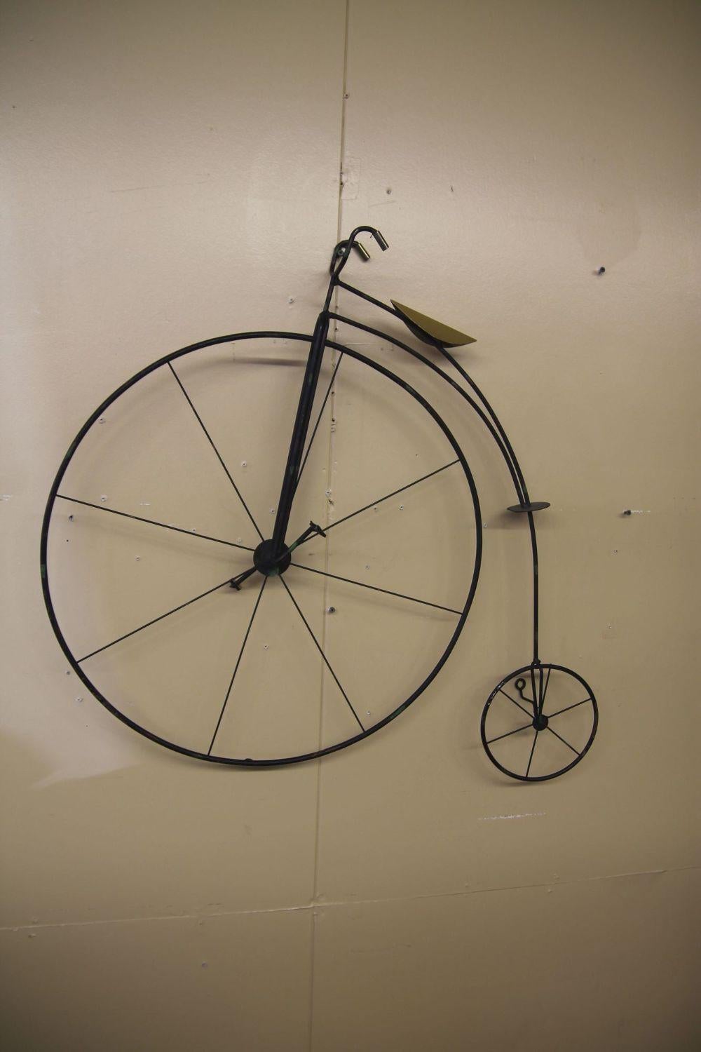 Late 20th Century Curtis Jere High Wheel Bike Sculpture For Sale