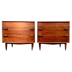 Pair of 1950's Custom Made Modernist Walnut Dressers