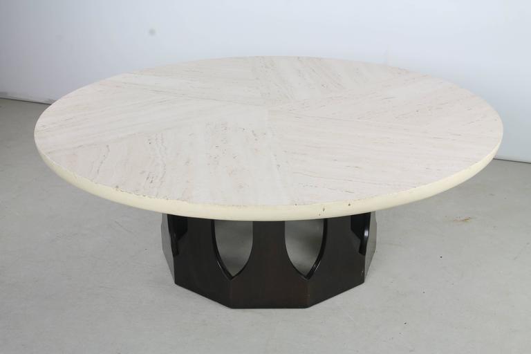 Travertine Gothic Base Coffee Table By Harvey Probber At